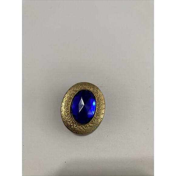 Beautiful Blue Stone Set In Gold Art deco Setting. - Picture 4 of 6
